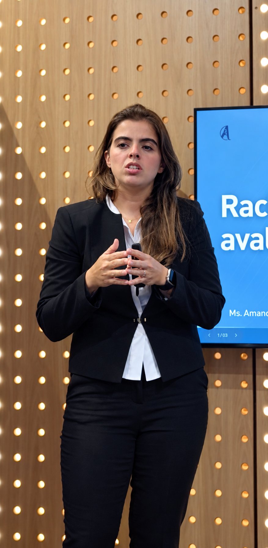 Amanda Toledo apresentando uma palestra